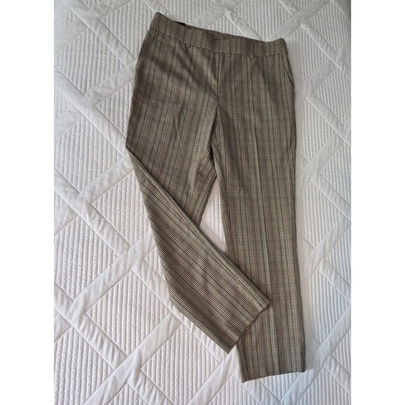 Rafaella Womens Pants NWT Size 12 Warm Taupe Stretch Slim Plaid - Picture 1 of 12